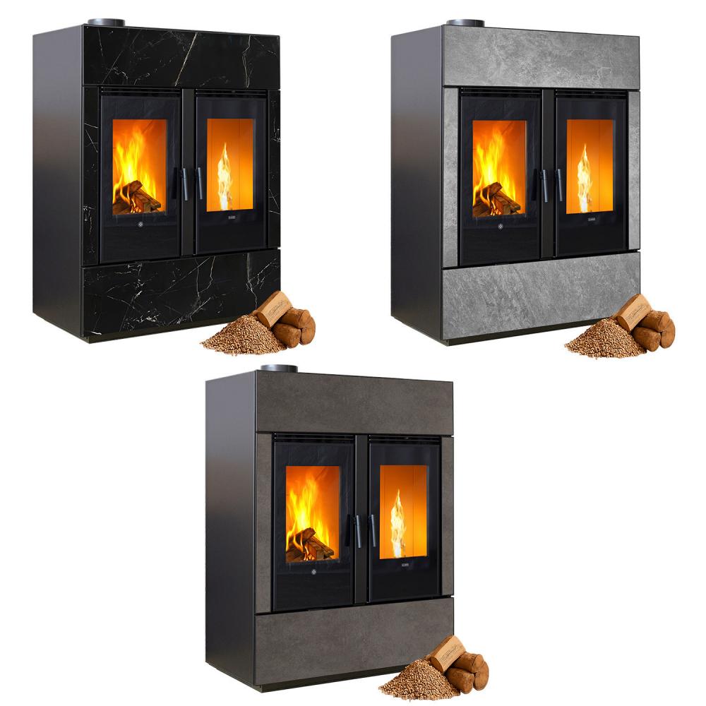 Klover DUAL AIR Hybrid Kombi Kaminofen Holz Pellet Moka Stone/Stahl 17,81 kw Klover DUAL AIR Hybrid Kombi Kaminofen Holz Pellet Moka Stone/Stahl 17,81 kw